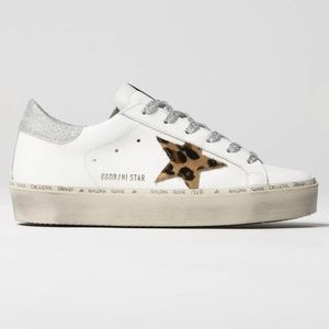 Authentic Golden Goose Hi-Star sneakers size 36 white silver and leopard star